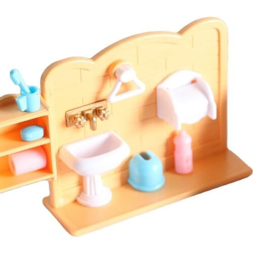 4 Set Creative 1:12 Doll House Bathroom Washbasin Doll Tub Kids Pretend Toys