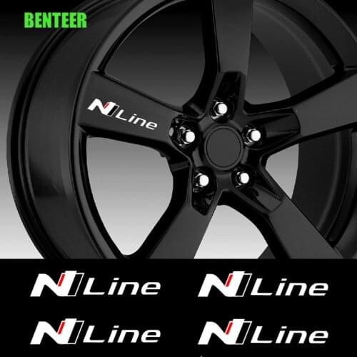 4pcs Nline Car Wheel Rim Sticker For Hyundai I20 I30 I40 Ix35 TUCSON Elantra SONATA GENESIS SOLARIS VEOSTER ACCENT KONA