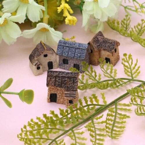 4PCS Miniature Exquisite Thumbnail Stone Houses Desktop Ornaments Garden Decoration HY99