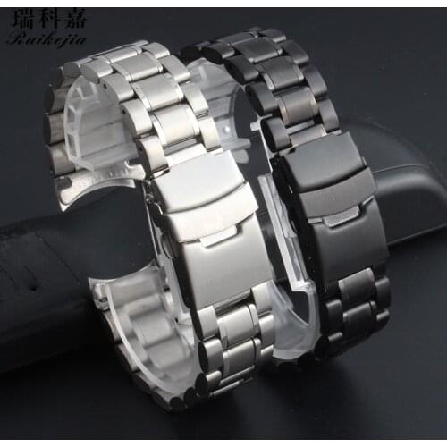 Watch accessories mens stainless steel strap For Casio Seiko Citizen Tissot Armani 18 20 22mm ladies waterproof strap buckle