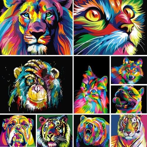 5D DIY Diamond Painting Animal Rhinestone Cat Tiger Lion Diamond Embroidery Art Picture Mosaic Home Decoration Handmade Gift Kit