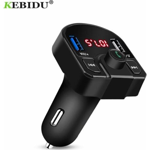 KEBIDU Car Handsfree Wireless Bluetooth 4.2 Kit Dual USB FM Transmitter Car Phone Charger MP3 Radio Player Voltage LED Display