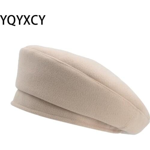 Beret Female Winter Hats For Women Flat Cap Solid Color Wool Vintage Boina Feminina England Painter Cap Gorras Planas New
