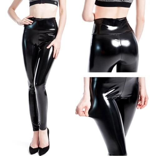 S-3XL Plus Size Wetlook Shiny High Waist Push Up Leggings Punk Rock Hot Sexy Fitness Legging Autumn Trousers Women Pencil Pants