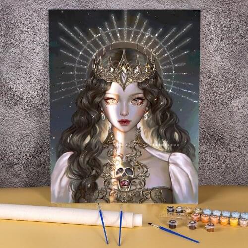 Cartoon Girl Woman Coloring By Numbers Painting Package Oil Paints 40*50 Oil Painting Handmade Crafts Adults Wall Drawing