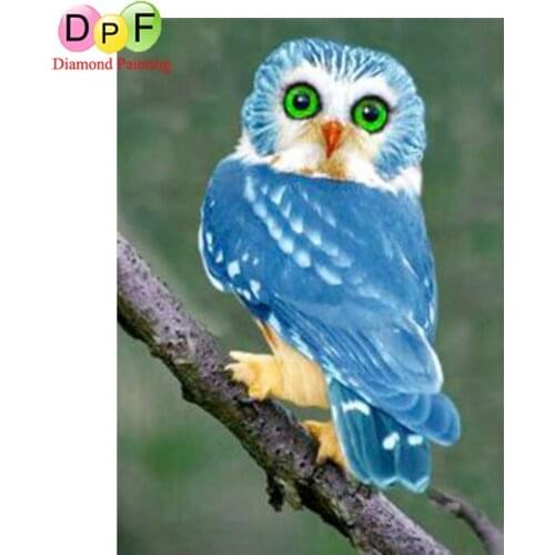 DPF 5D Diamond Painting Blue owl Diamond Cross-stitch Mosaic Rhinestones Paste Painting room decor painting