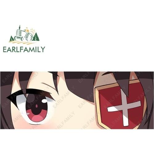 EARLFAMILY 15cm x 5.6cm Cartoon Anime Megumin Eyes Slap Car Sticker Vinyl Decal Car Styling JDM Classic Peek Girl Stickers
