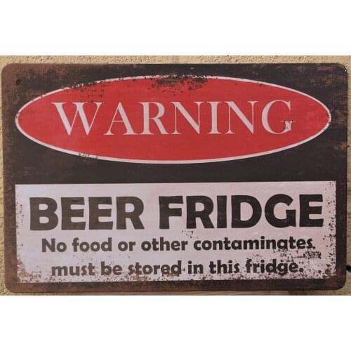 Beer Fridge Retro Metal Tin Sign Plaque Poster Wall Decor Art Shabby Chic Gift