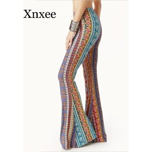Summer print flare pants American Clothing Bell Bottom Legging Soft Women Flare pant Wide leg Printed Leggings Style vintage