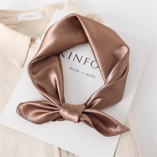 Hot Sale Fashion Silk Square Scarf For Women 60cm Satin Neck Hair Tie Band Bag Warp Soft Neckerchief Hijabs Head Female Foulard