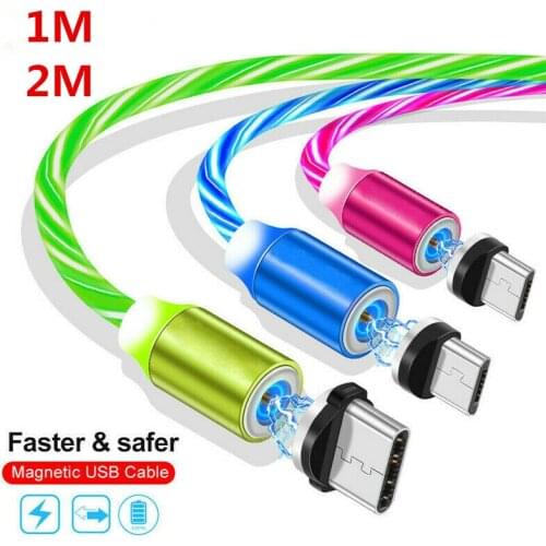 1M 2M Magnetic Cable Fast Charging USB Type C Cable Magnetic Cable LED USB Micro Charger Cable Wire for iPhone Huawei Samsung