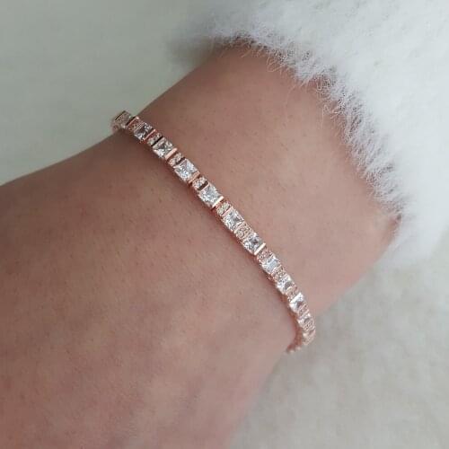 Trendy 925 Sterling Silver Fashion Baguette Dimond Gift Party Bracelet Valentines Day For Women Fine Jewelry Luxury Accessory