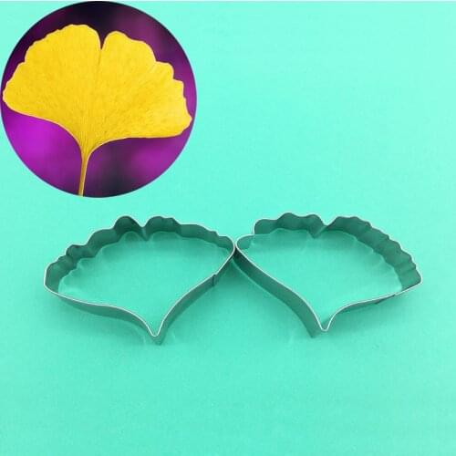 Wholesale 10 Sets(2 pcs/set) Ginkgo Biloba Leaf Cutters Set, Stainless Steel Fondant Cake Cookie Cutters, Cake Decorating Tools