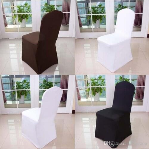 Wolesale hotel hotel chair cover wedding wedding pure color with thick white elastic high-end banquet chair cover free shipping
