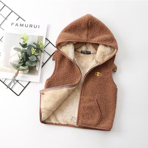 2021 Autumn Winter Flannel Vest for Baby Hooded Jacket Winter Toddler Girl Baby Sweater Vest