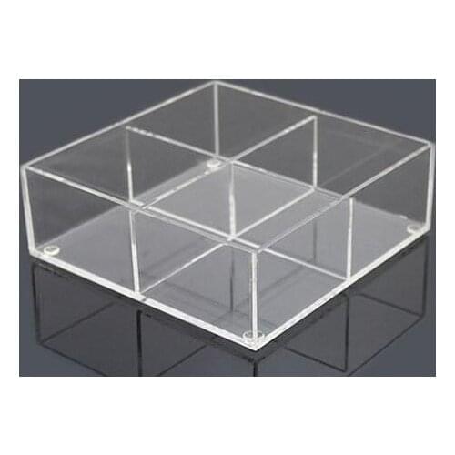 4 Compartment Box Clear Cosmetic Organizer Display Acrylic Jewelry Rings Earrings Bracelets Box