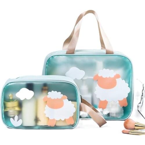 Transparent Tote Wash Bag PU Cosmetic Bag Large-capacity Waterproof Toiletry Storage Portable Travel Beach Bags