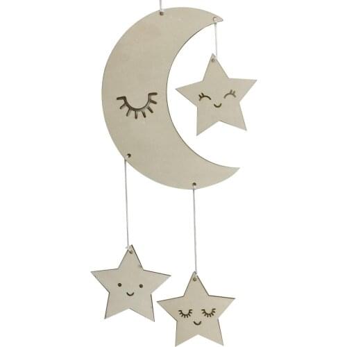 Nordic Lash Moon Star Hanging Ornament Kids Room Decoration Photography Prop Decoration Crafts