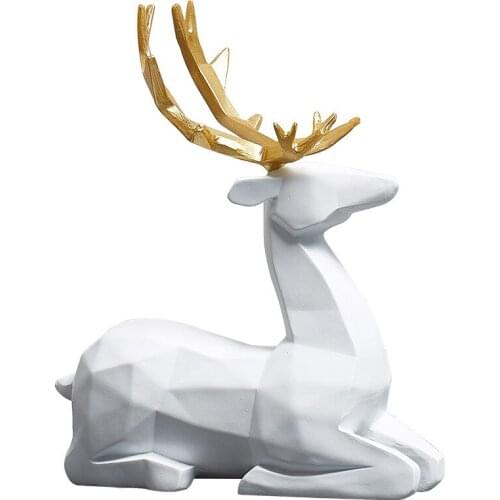 STATUE DEERS SCULPTURE RESIN REINDEER DECORATION NORDIC HOME DECOR STATUES DEER FIGURINES MODERN DECOR TABLETOP CRAFTS ORNAMENT