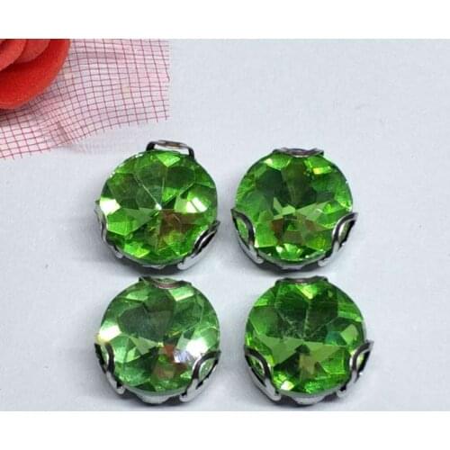 The Stone Flower Light green Crystal Glass Sewing Rhinestones with D Shape Claw DIY Jeans Woman and Wedding Dresses