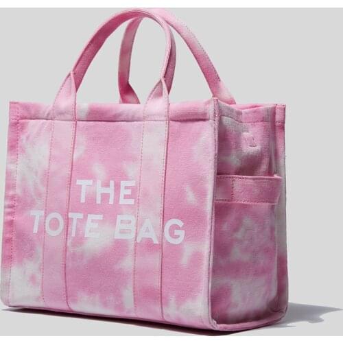 Tie dye Canvas Tote Women Letters Printing Small Handbags Wide Strap Designer Shoulder Bags 2021 Summer Crossbody Square Bag