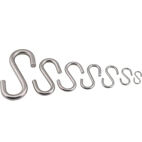 Heavy Duty S-Shape Hooks 304 Stainless Steel Hanging Tool Utensils Garage Plant Shed Hanger Kitchen Bedroom Storage Tools