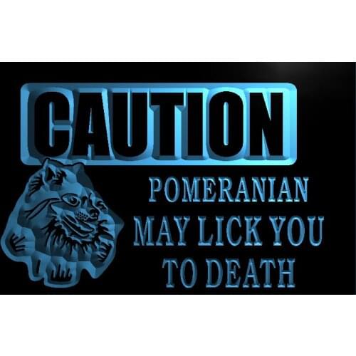 S185 Caution Pomeranian Dog Lick Dog Led Light Sign