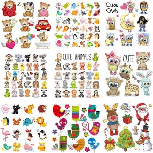 Cute Bear Iron On Transfer For Clothes Badge Small Animals Patch Heat Transfer Iron Stickers Children Clothes Stripes Parch