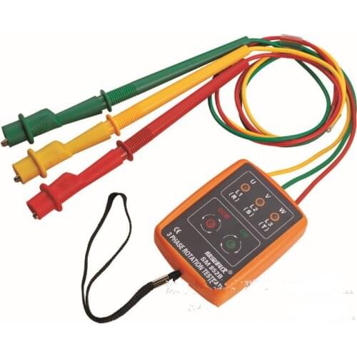3 Phase Rotation Tester Digital Phase Indicator Detector LED + Buzzer SM852B Phase Sequence Meter 60V~600V AC Three Phase