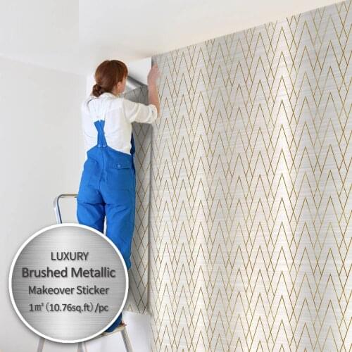 40x250CM Cm Golden Geometric Wallpaper Flash Metal Smooth Triangle Grid Bedroom Wardrobe Brushed Silver Paste Home Decoration