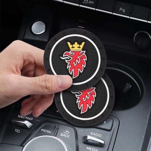 1/2pcs Car Coaster Decoration Auto Accessories Water Cup Slot Case For Saab 93 95 Saab 9-3 9-5 900 9000 Emblem Car Styling
