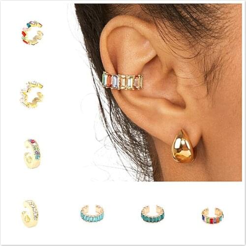 1@# 14 Style Fashion C Shape Stud Earrings Geometric Styles Golden Color Earring Zircon Earrings For Women Jewellery