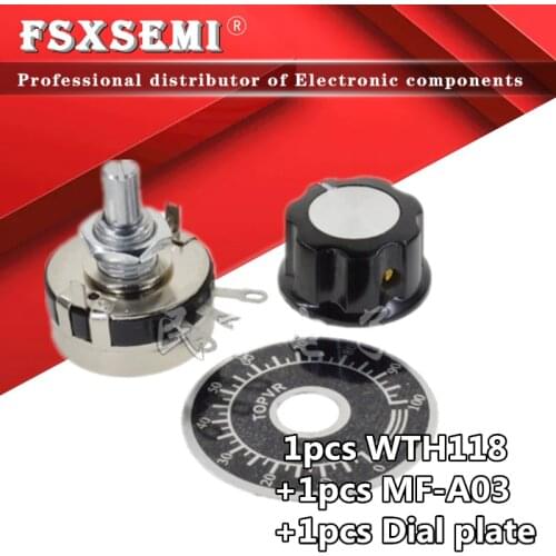 1 set WTH118 DIY Kit Parts 2W 1A Potentiometer 1K 2.2K 4.7K 10K 22K 47K 100K 470K 1M MF-A03+Dial plate