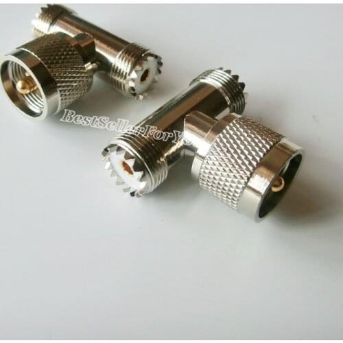 1Piece UHF Male PL-259 To 2 SO239 SO-239 Female T RF Splitter Connector Adapter 3 WAY