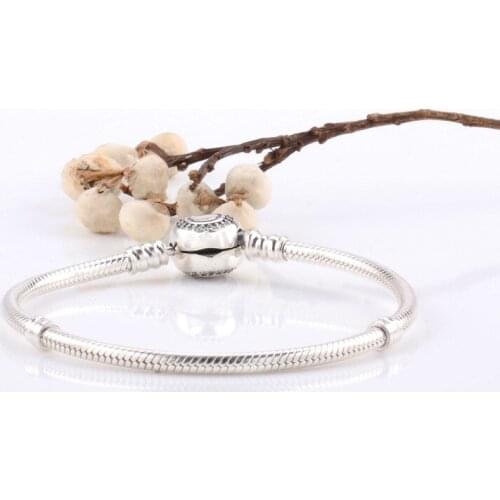 100% 925 Sterling Silver Pan Bracelet Creative Snake Bone Classic Heart Button Versatile Bracelet Fit Diy Charm Women Jewelry
