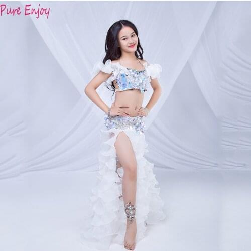 2020 New Kids Performance Belly Dance Costumes Girls Dnce Stylge Set Hand Made dance clothes Split long skirt dance costume suit