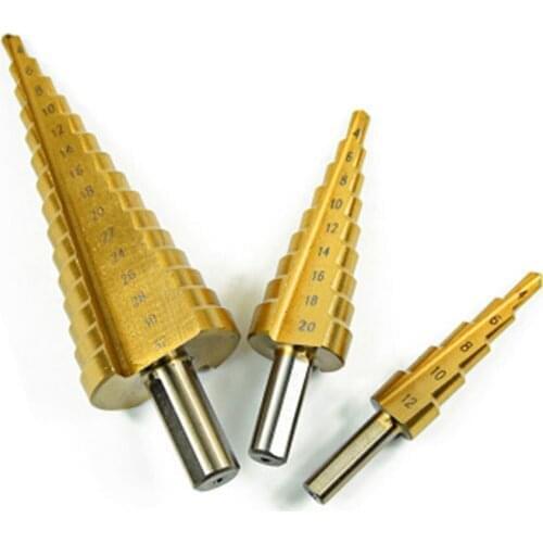 3Pcs Metric Spiral Flute The Pagoda Shape Hole Cutter 4-12/4-20/4-32mm HSS Steel Cone Drill Bit Set Step Sharpening