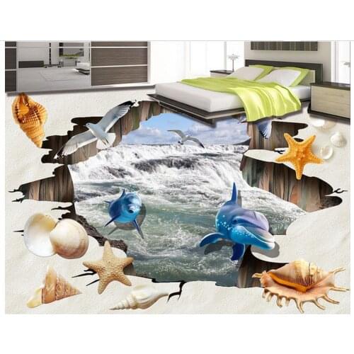 3d wallpaper waterproof Beach Shell Living Room Bathroom 3D Floor bathroom pvc wallpaper floor 3d wallpaper