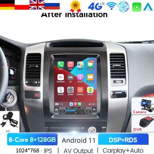 4G LTE Android 11 RDS Car Multimedia Tesla Style Player For Toyota Land Cruiser Prado 120 2002-2009 Navigation GPS Radio 2 DIN