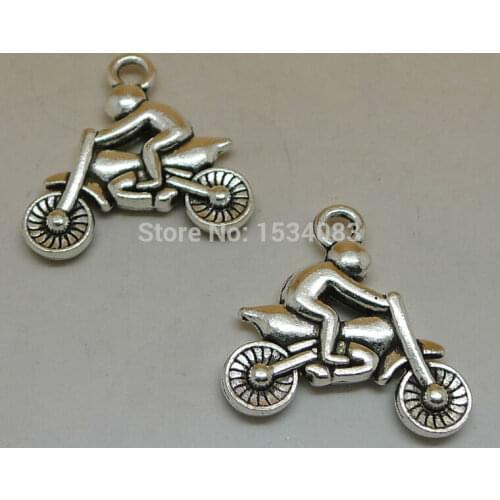 Free shipping 5pcs 20*22mm people racing motorcycle charms pendant diy retro jewelry accessories zinc alloy antique silver