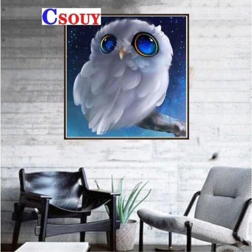 Brids DIY Diamond Mosaic White Owl Diamond Painting Drawing Full Square Round Drill Diamond Embroidery Cross Stitch Home Decor