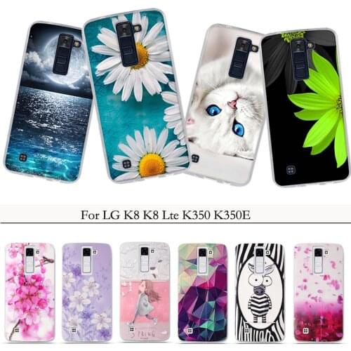 Case Soft TPU Luxury Printing Cover Case For LG K8 Lte K350 K350E K350N 5.0" K 8 Case Phone Back Silicon Cover Bags
