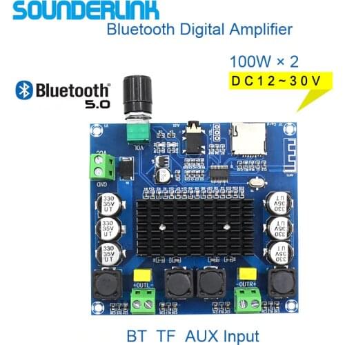 Sounderlink XH-A105 Bluetooth 5.0 digital amplifier TDA7498 board 2x100W Stereo Audio AMP Module TF Card AUX car HiFi