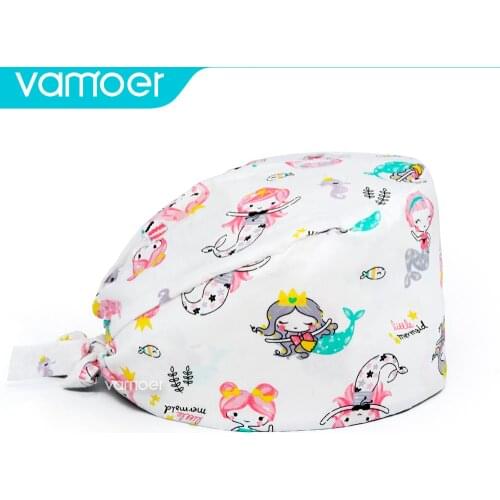 Doctor who hat high quality pure cotton breathable unisex cartoon anime print nurse cap adjustable scrubs cap beauty salon cap
