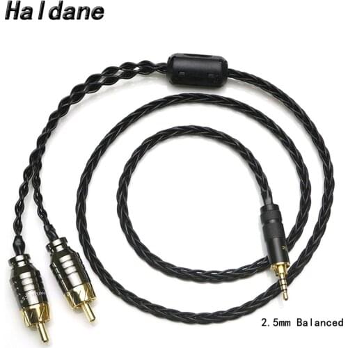 Haldane Hi-End 2.5/3.5/4.4mm Balanced Male to 2 RCA Male HIFI Audio Adapter Cable 7N OCC Silver plated Cable