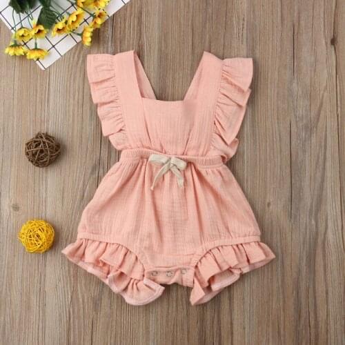 0-24M Hot Fashion Girl Jumpsuits Newborn Baby Girl Cotton Color Romper Jumpsuit Outfits Sunsuit