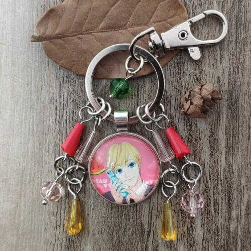 Classic Hot Anime Cartoon Yarichin Bitch-bu Club Ayato Yuri YUI TAMURA Keychain Time Gem Key Ring Male Men Party Gift WJCS-2