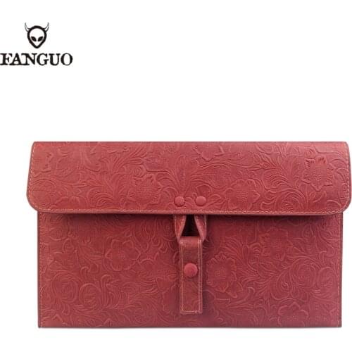 Clutch Bags Genuine Leather Men Briefcase Handbag Large Capacity Card Slot Business Bag Male Long Wallet Zipper Coin Hand Bag