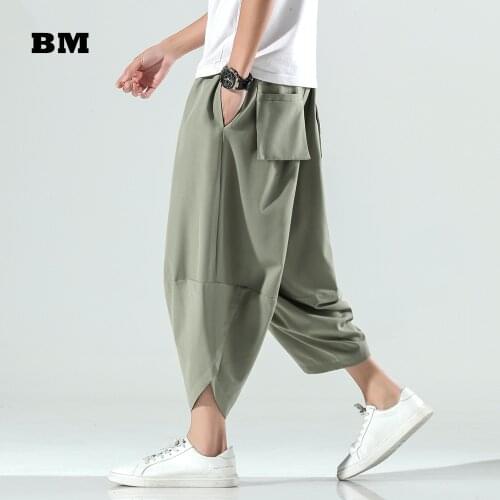 2021 Spring Summer Loose And Thin Plus Size Harem Pants Japanese Streetwear Sports Cropped Pants Men Clothing Harajuku Bloomers