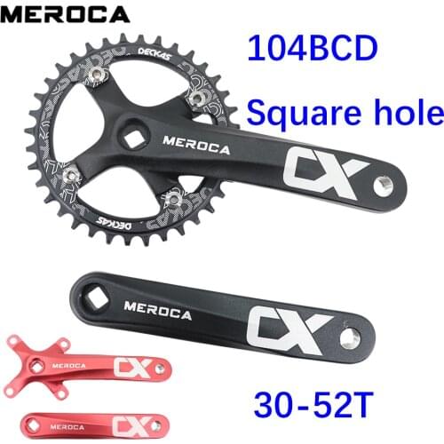Meroca crankset square hole MTB Bike 104BCD 170mm deckas chainring Mountain Bike 30t 32 34 36 38 40T 1x 2x 1 2 speed